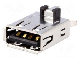 Connector: USB A | socket | on PCBs | THT | PIN: 4 | straight | USB 2.0