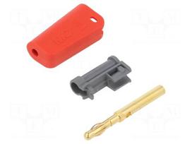 Laboratory connector: 4mm banana | plug | 19A | red | gold-plated