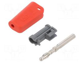 Laboratory connector: 4mm banana | plug | 19A | 30VAC | 60VDC | red