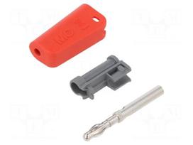 Laboratory connector: 4mm banana | plug | 19A | red | nickel plated