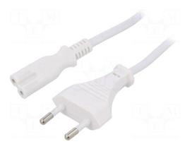 Cable | 2x0.75mm2 | CEE 7/16 (C) plug,IEC C7 female | PVC | 5m | white