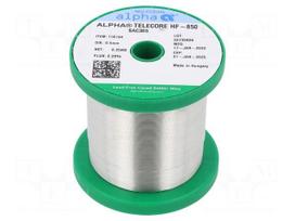 Tin | lead free | Sn96,5Ag3Cu0,5 | 0.5mm | 250g | reel | 217÷221°C | 2.2%