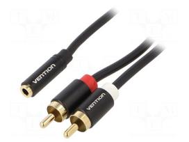 Cable | Jack 3.5mm socket,RCA plug x2 | 1m | Plating: gold-plated