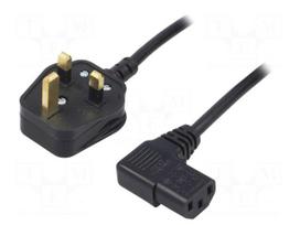 Cable | 3x0.75mm2 | BS 1363 (G) plug,IEC C13 female angled right