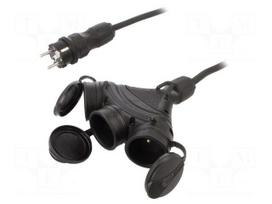 Extension lead | 3G2.5mm2 | 5m | rubber | black | Sockets no: 3 | 16A