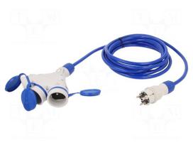 Extension lead | 3G2.5mm2 | 5m | PUR | blue | Sockets no: 3 | 16A | EXTREM