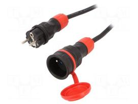 Extension lead | H05RR-F | 3G2.5mm2 | 5m | rubber | black | Sockets no: 1