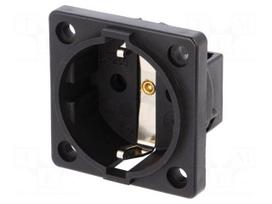 Connector: AC supply | socket | 2P+PE | 250VAC | 16A | black | PIN: 3