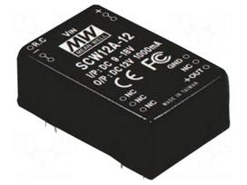 Converter: DC/DC | 12W | Uin: 18÷36VDC | Uout: 12VDC | Iout: 1000mA | THT