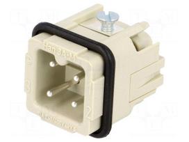 Connector: HDC | contact insert | male | 10A | 250V | Han® A | PIN: 4 | 3+PE