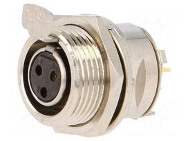 Connector: XLR mini | socket | female | PIN: 3 | soldering | 5A | 0.5mm2