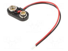6F22 connector | 6F22,6LR61 | Batt.no: 1 | snap-on | cables | 100mm