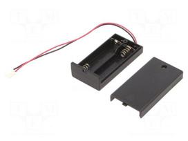 Holder | AA,R6 | Batt.no: 2 | on panel | 3pin,cables,terminal | 150mm