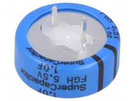 Supercapacitor | THT | 1F | 5.5VDC | -20÷80% | Ø21.5x9.5mm | 35Ω | H: 9.5mm