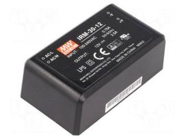 Converter: AC/DC | 30W | Uin: 85÷305VAC | 12VDC | Iout: 2500mA | OUT: 1