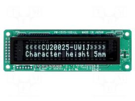 Display: VFD | alphanumeric | 20x2 | Char: 4.7mm | 350cd/m2 | PIN: 20