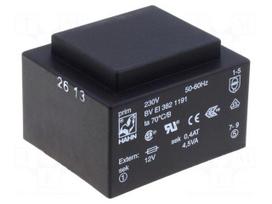 Transformer: encapsulated | 4.5VA | 230VAC | 15V | 300mA | PCB | BVEI