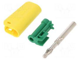 Laboratory connector: 4mm banana | plug | 32A | yellow-green