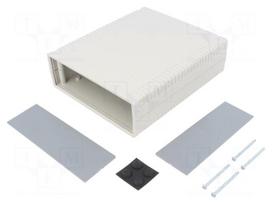 Enclosure: with panel | X: 156mm | Y: 180mm | Z: 52mm | ABS | light grey