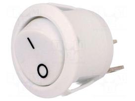 ROCKER | SPST | Pos: 2 | OFF-(ON) | 10A/250VAC | white | none | R13-112-AC