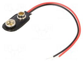 6F22 connector | 6F22,6LR61 | Batt.no: 1 | SNAP-IN | cables | 100mm