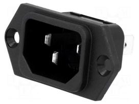 Connector: AC supply | socket | male | 10A | 250VAC | C14 (E) | 6100-3