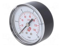 Manometer | 0÷10bar | rear connection | Thread: G 1/8" | 50mm | plastic