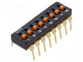Switch: DIP-SWITCH | Poles number: 8 | ON-OFF | 0.025A/24VDC | Pos: 2