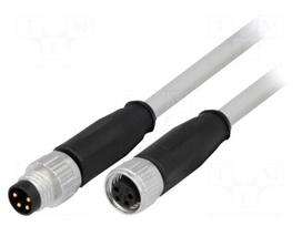 Cable: for sensors/automation | M8 | PIN: 4 | M8 male,M8 female | 1m