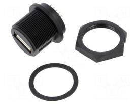 Connector: USB A | socket | for panel mounting,screw | THT | PIN: 4