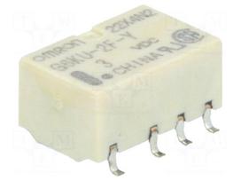 Relay: electromagnetic | Ucoil: 3VDC | DPDT | Icontacts max: 1A | G6K