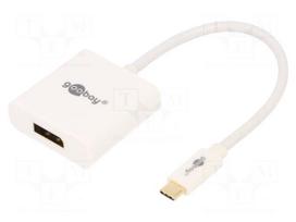 Adapter | USB 3.0 | DisplayPort socket,USB C plug | 0.2m | white