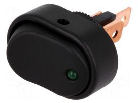 ROCKER | SPST | Pos: 2 | ON-OFF | 30A/12VDC | black | LED | R13-133-DC | oval