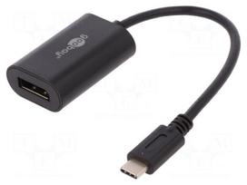 Adapter | USB 3.0 | DisplayPort socket,USB C plug | 0.2m | black