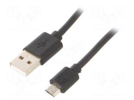 Cable | USB 2.0 | USB A plug,USB B micro plug | nickel plated | 1m