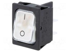 ROCKER | DPST | Pos: 2 | ON-OFF | 10A/250VAC | white | IP40 | LED | 100mΩ