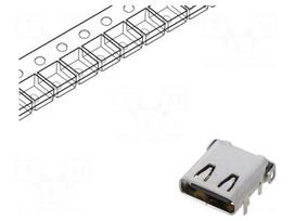 Connector: USB C | socket | on PCBs | SMT,THT | PIN: 24 | angled 90°