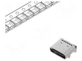 Connector: USB C | socket | on PCBs | SMT | PIN: 24 | angled 90° | USB 3.1