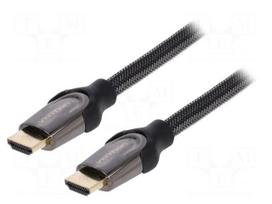 Cable | HDMI plug,both sides | PVC | textile | HDMI 2.0 | 2m | black