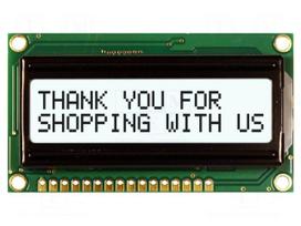 Display: LCD | alphanumeric | FSTN Positive | 16x2 | white | LED | PIN: 16