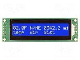 Display: LCD | alphanumeric | STN Negative | 20x2 | blue | LED | PIN: 16