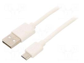 Cable | USB 2.0 | USB A plug,USB B micro plug | 0.5m | white