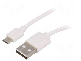 Cable | USB 2.0 | USB A plug,USB B micro plug | 1m | white