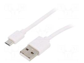 Cable | USB 2.0 | USB A plug,USB B micro plug | 2m | white
