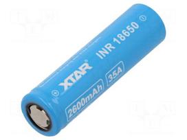 Re-battery: Li-Ion | 18650,MR18650 | 3.6V | 2600mAh | Ø18.6x65mm | 30A