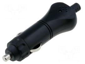 Cigarette lighter plug | Sup.volt: 7÷12VDC | Inom: 8A | 12V/8A | black