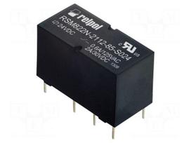 Relay: electromagnetic | DPDT | Ucoil: 24VDC | 2A | 0.6A/125VAC | PCB