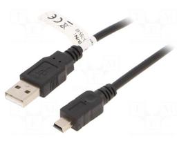 Cable | USB 2.0 | USB A plug,USB B mini plug | 1m | black
