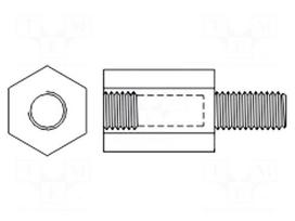 Screwed spacer sleeve | hexagonal | polyamide | UNC8-32 | UNC8-32