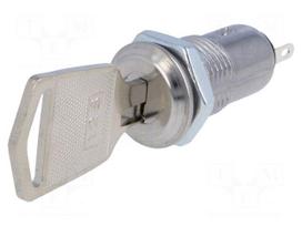 Switch: key switch | Stabl.pos: 2 | OFF-ON | SPST | Cutout: Ø12mm | 90°